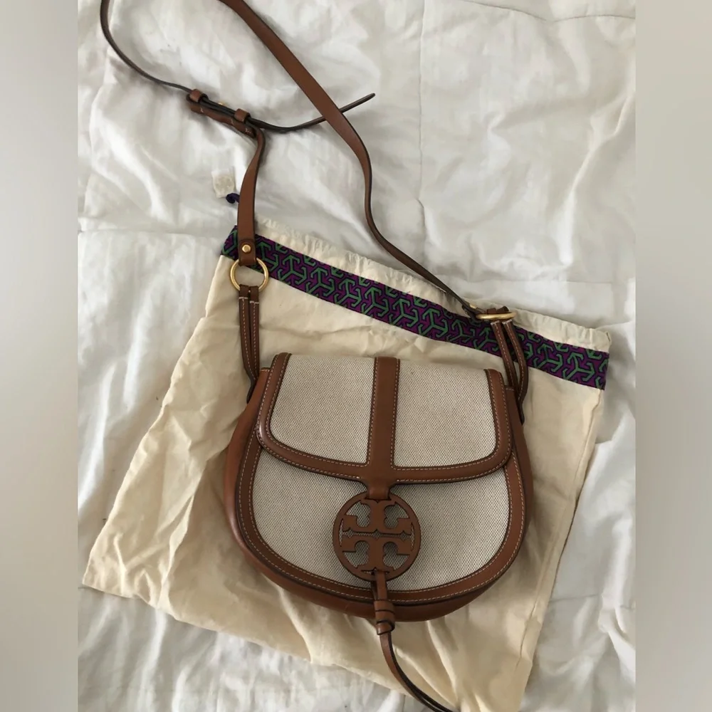 Tory Burch Brown and Cream Crossbody Bag - Picture 1 of 5